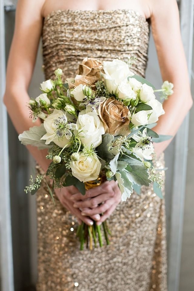 White And Gold Wedding Bouquets