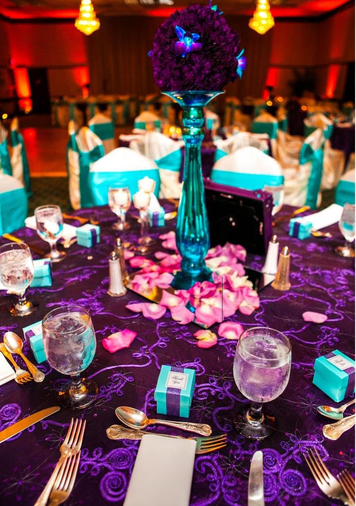 Purple And Turquoise Wedding Reception