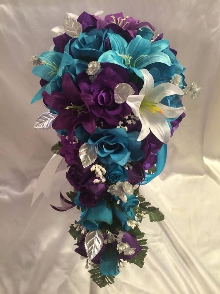 Turquoise And Purple Wedding Bouquets