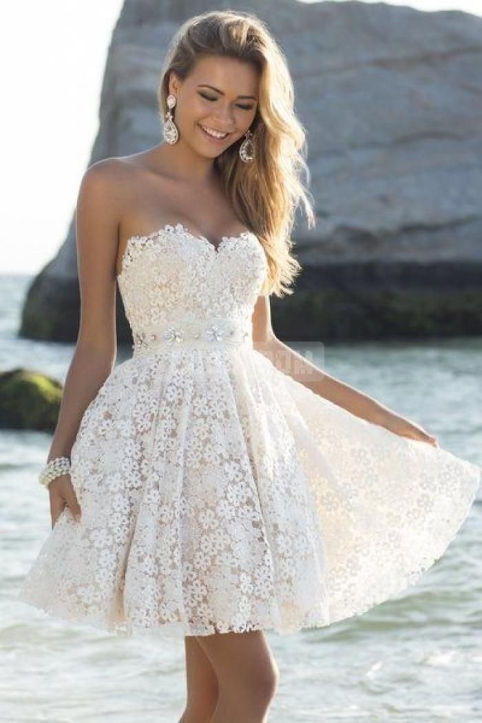 Short White Lace Wedding Dress