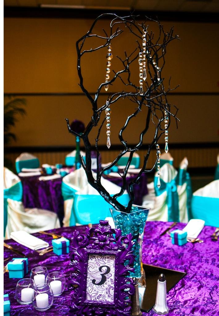 Purple And Turquoise Wedding Centerpieces