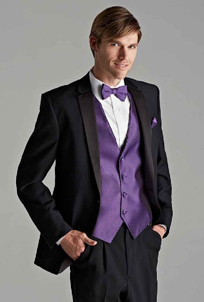 Black And Purple Wedding Tuxedos