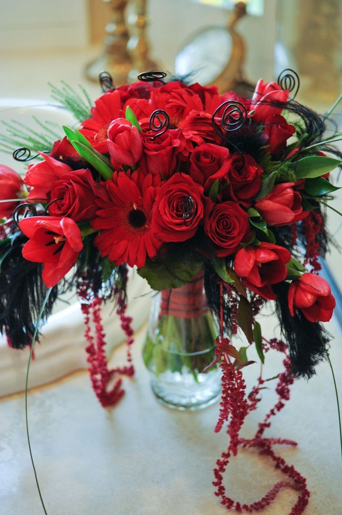 Red And Black Wedding Bouquets