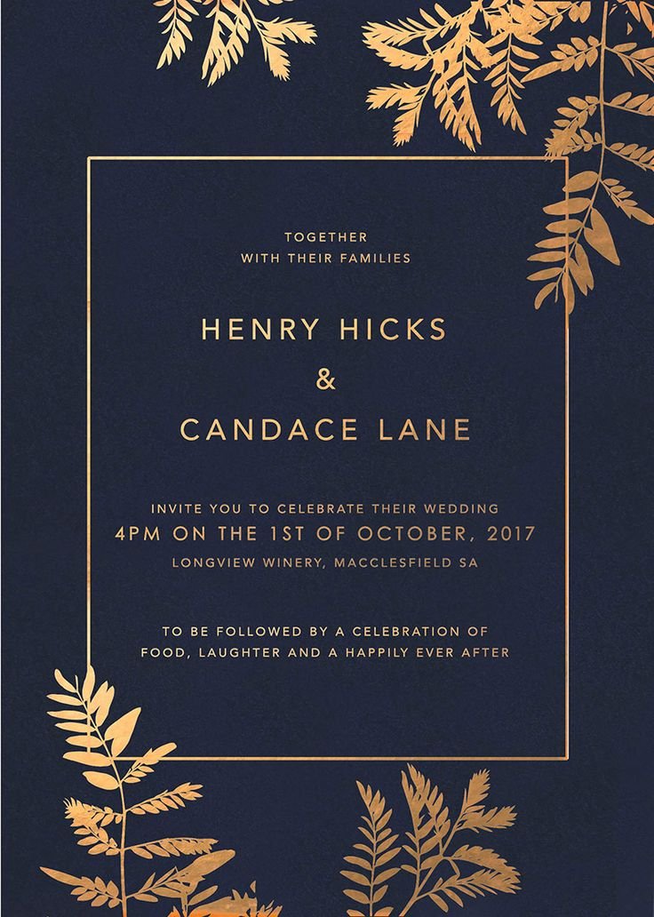Blue And Gold Invitations