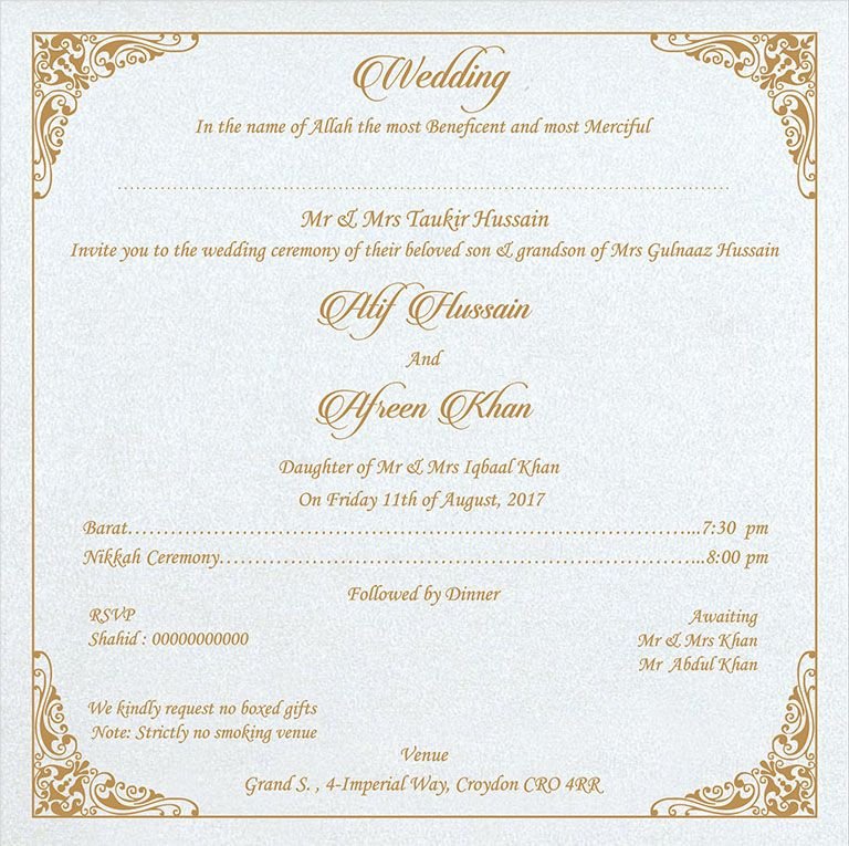 Pakistani Wedding Invitation Wording